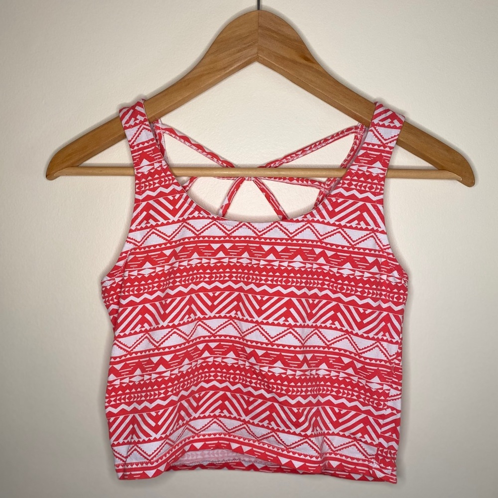 RED/WHITE BOXZOLO CROP TOP